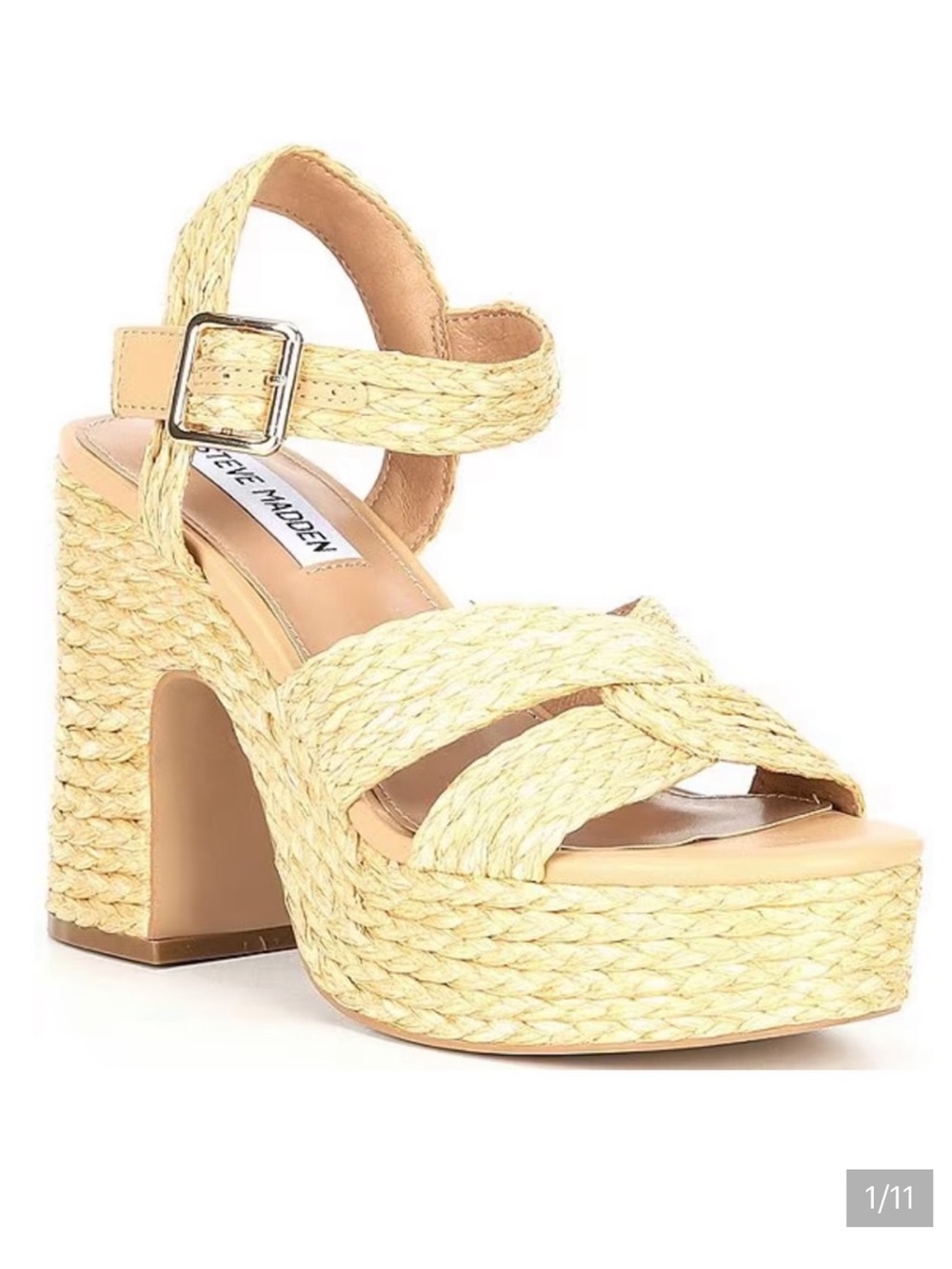 Steve Madden Carisma Raffia Platform Sandals Women Size 7.5